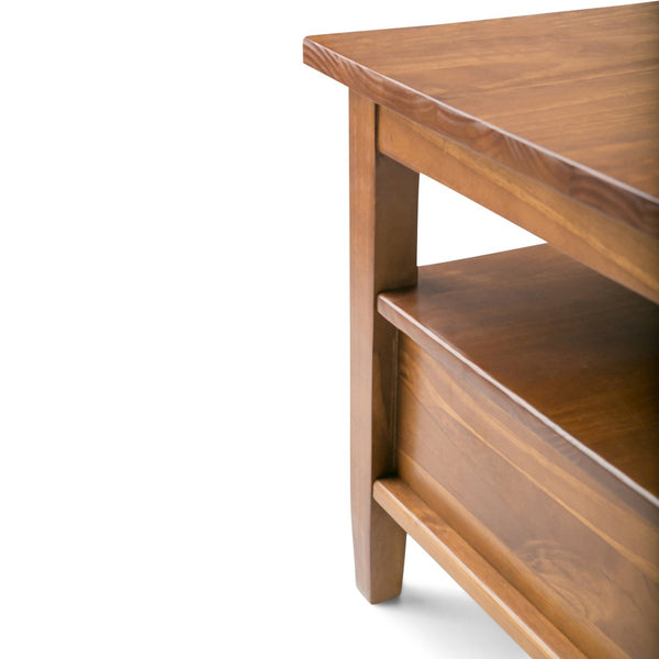 English Elm Warm Solid Wood 48" Transitional Coffee Table With Storage, Hand-Finished Light Golden Brown Design B136P159564-GIGA