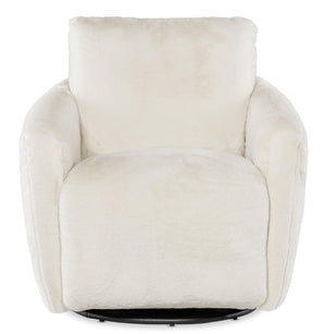 Hooker Furniture Bonnie Petite Swivel Chair With Motorized Hidden Footrest, Faux-Fur Upholstery & Black Metal Base CC610-PFSW-470