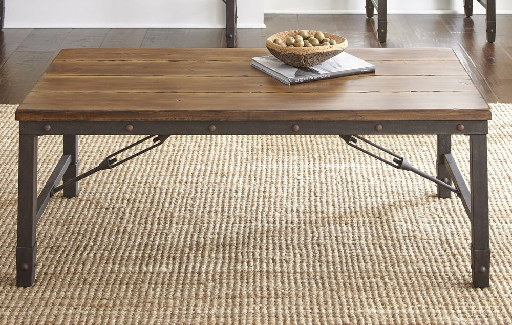 English Elm Steve Silver - Ashford Coffee Table - Rustic Industrial Design With Antique Honey Finish & Durable Iron Accents B081P157508-GIGA