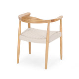 Christopher Knight Home® - Noble House - Palmyra Mid-Century Modern Ash Wood Accent Chair with Olefin Rope Seat, Matte White and Natural