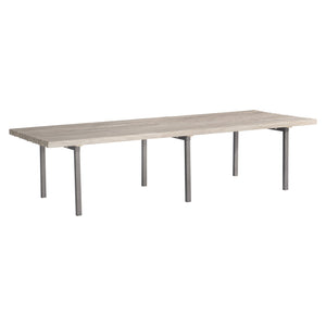 Bernhardt Bernhardt Kingston Teak Cocktail Table 62" — Sea Oat Slatted Top, Gun Metal Legs, Outdoor Durable Elegance X07021
