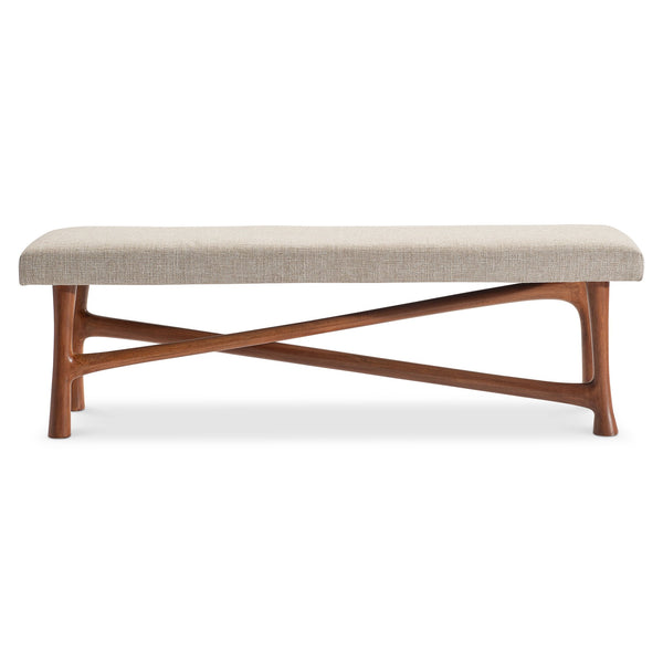 Bernhardt Bernhardt Brasea Upholstered Wood Bench Sculptural Frame for Entryway or Bedroom 394504