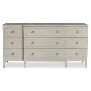 Bernhardt Bernhardt Cornelia Dresser — 9-Drawer Solid Ash Nebbia Finish, Brushed Stainless Inlays & Soft-Close 331052