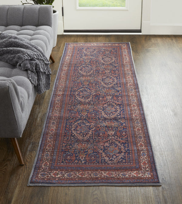 Feizy Rugs Rawlins Vintage-inspired Machine Made Polyester Low Pile Oriental Rug - Timeless Elegance For Any Space Red,Blue,Tan Polyester Rln39hgfnvymlti7a