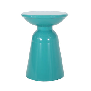 English Elm Outdoor Powder-coated Iron Pedestal Side Table for Patio and Lounge Spaces 73615.00T