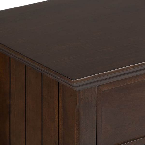 English Elm Acadian Handcrafted Bedside Table in Brunette Brown - Solid Wood, Drawer & Open Storage, Transitional Design B136P159417