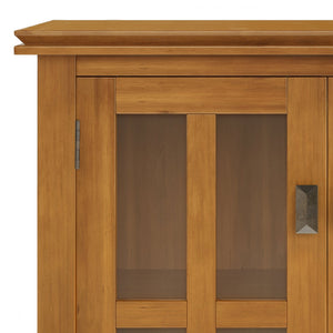 English Elm Artisan Low Storage Cabinet - Honey Brown Wood With Adjustable Shelves For Stylish Organization B136P158395
