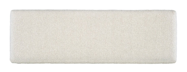 Hooker Furniture Retreat Semi-Circle Bed Bench In Neo Cream Performance Fabric With Dune Wood Finish And Block Legs 18.50 L x 56.75W x 20.00H 6950-90019-80