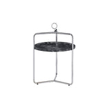 Steve Silver Miro Side Table Black/Silver Iron & Faux-Marble Tray 19.50x19.00x28.00