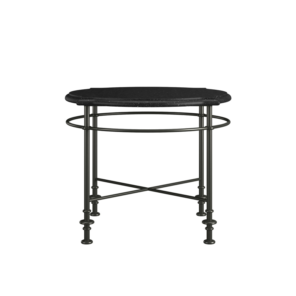 Atrium Round End Table with Elegant Granite Top & Stylish Oil Rubbed Bronze Metal Legs for Any Space