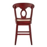 Homelegance By Top-Line Juliette Napoleon Back Counter Height Wood Swivel Chair Red Rubberwood