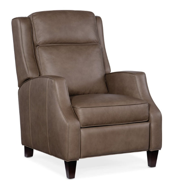 Hooker Furniture Tricia Aspen Lenado Top-Grain Leather Push-Back Recliner, Transitional Scoop Arms, Dark Wood Legs RC110-PB-094