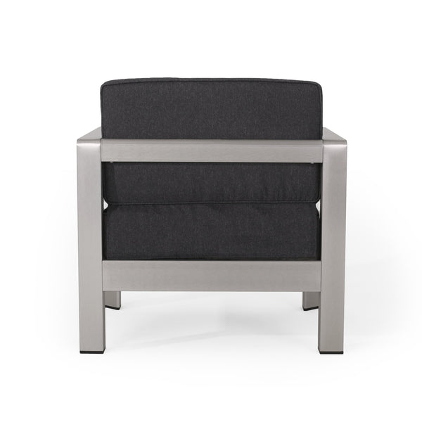 English Elm Christopher Knight Home® - AVIARA Aluminum Club Chair with Deep Seating and Low-Profile Design, Durable 400 lb Capacity, Compact Silver 64077.00SC