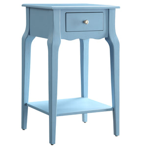 Homelegance By Top-Line Joplin 1-Drawer Wood Storage End Table Blue Rubberwood