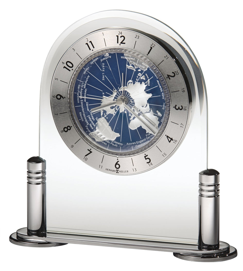 Hekman Furniture 645346 Howard Miller World Map Alarm Clock - Elegant Design, Quartz Movement, Perfect For Home Decor  Discoverer Tabletop Clock 645346