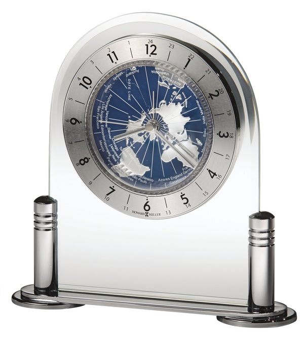 Hekman Furniture 645346 Howard Miller World Map Alarm Clock - Elegant Design, Quartz Movement, Perfect For Home Decor  Discoverer Tabletop Clock 645346