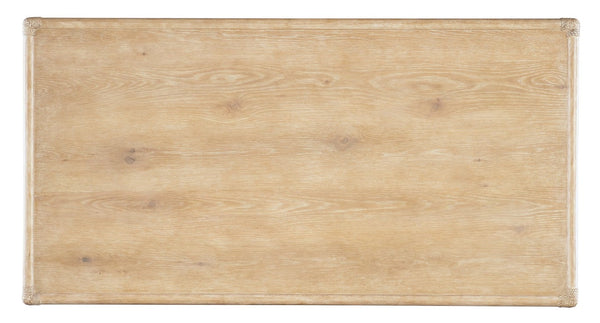 Hooker Furniture Retreat Coastal Pole Rattan Writing Desk With Dune Oak Veneer, 3 Drawers, Keyboard Ready, Rope Accents Light Wood 6950-10458-80