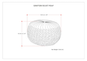 English Elm Grafton Velvet Round Pouf Ottoman — Handcrafted Maroon Tufted Velvet Accent Seat with Woven Sides Red B136P159290