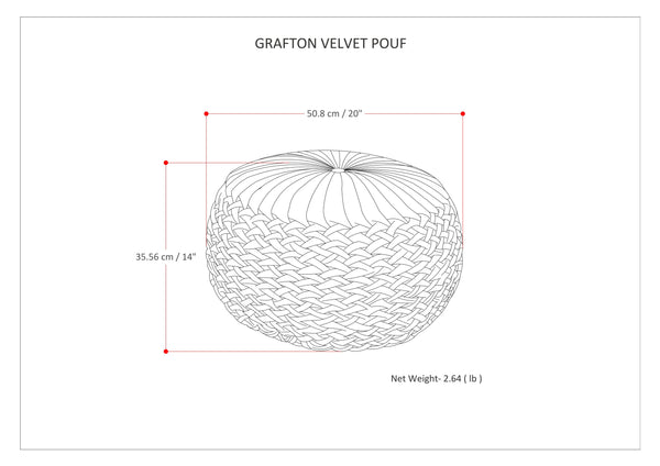 English Elm Grafton Velvet Round Pouf Ottoman — Handcrafted Maroon Tufted Velvet Accent Seat with Woven Sides Red B136P159290