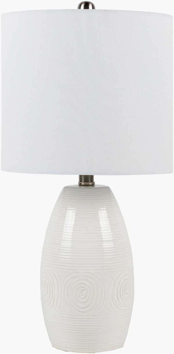 Livabliss Liara Ceramic Base Accent Lamp with Linen Shade for Warm Ambient Living Spaces LRA-001