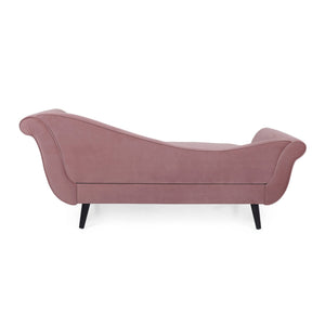 English Elm Chaise Lounge Velvet Upholstered with Birch Legs Elegant Salon Style Living Room Accent Pink 69103.00DUSPNK