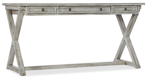 Hooker Furniture Melange Dixon Writing Desk With Distressed Light Gray Oak Veneer, Removable Insert, 3 Drawers 638-10019-GRY
