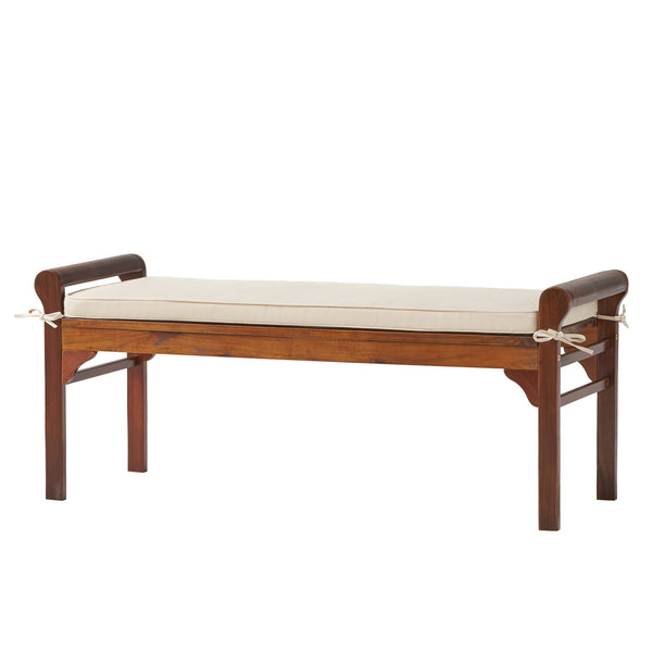 English Elm Christopher Knight Home® - Acacia Solid Mahogany Bench with Removable Tied Cushion, 47" Durable Acacia Wood Ottoman Seat 55001.00MAH