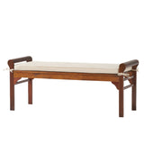 Christopher Knight Home® - Noble House - Nelson Rustic Acacia Wood Bench with Cushion, Mahogany and Cream