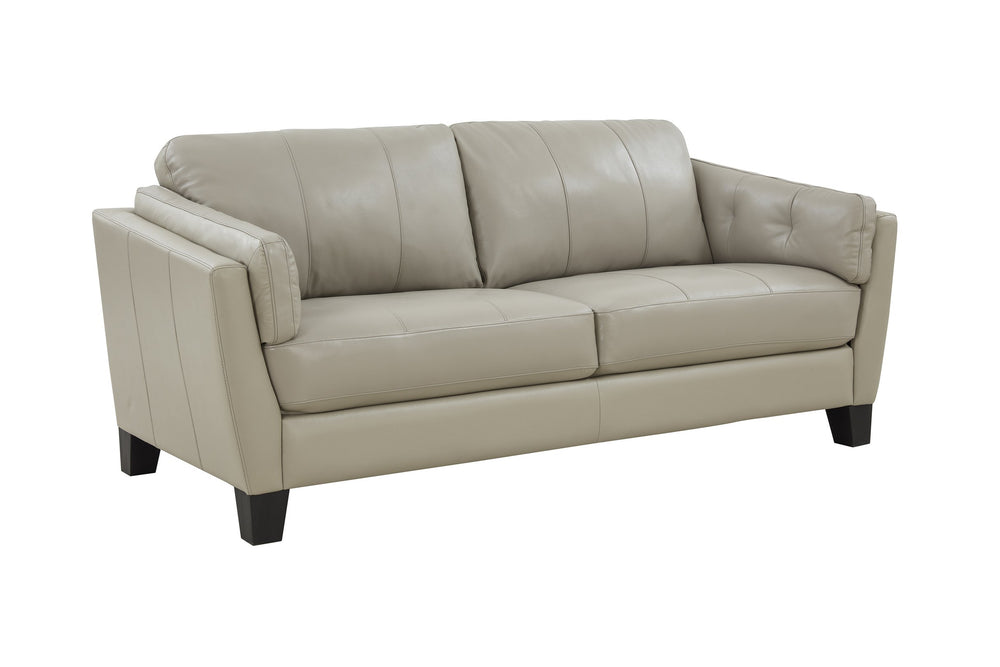 Porter Designs Porter Bergamo Cream Top Grain Leather Sofa - Elegant Design With Tufted Arms & Espresso Legs Cream Leather 02-189-01-4617