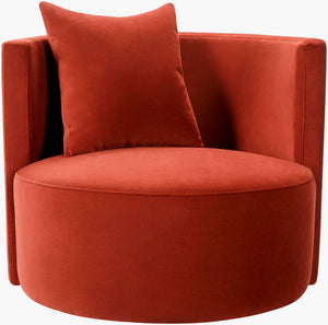 Surya Lorient Elegant Velvet Swivel Chair - Timeless Design, Durable Materials, Perfect For Traditional Homes Upholstery, Burgundy Polyester,Pine,Polyester,Polyfill,Foam Lre-001