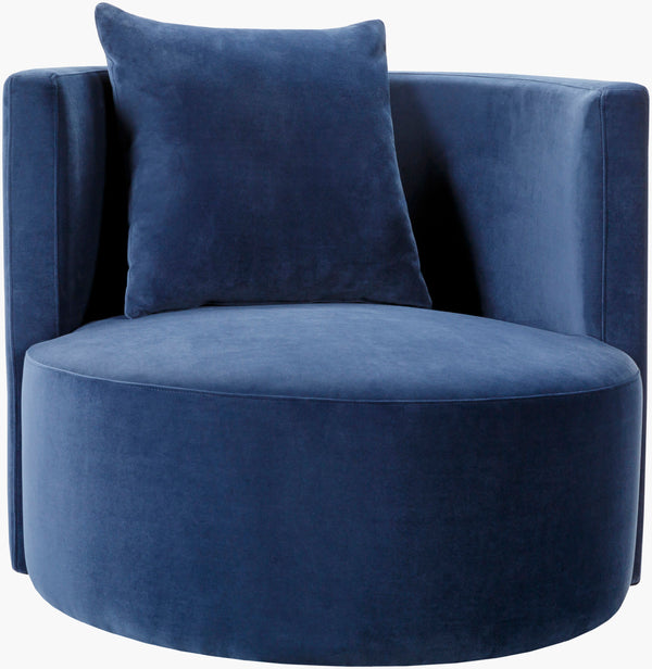 Surya Lorient Elegant Velvet Swivel Chair - Timeless Design, Durable Materials, Perfect For Traditional Homes Upholstery, Navy Polyester,Pine,Polyester,Polyfill,Foam Lre-002
