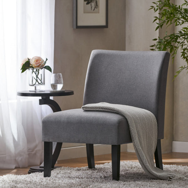 English Elm Accent Chair with Rubberwood Legs Plush Upholstered Seat for Living Room or Bedroom 57764.00GEY