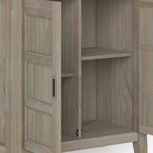English Elm Burlington Low Storage Cabinet with Handcrafted Solid Wood, Transitional Design, Adjustable Shelves and Anti-Tip Safety Light Brown B136P158510