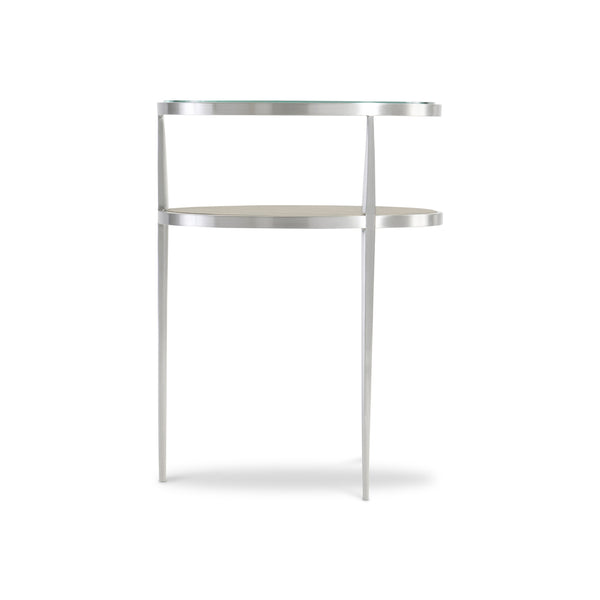 Bernhardt Bernhardt Cornelia Accent Table With Nebbia Wood Shelf, Brushed Stainless Frame & Tempered Glass Top 331123