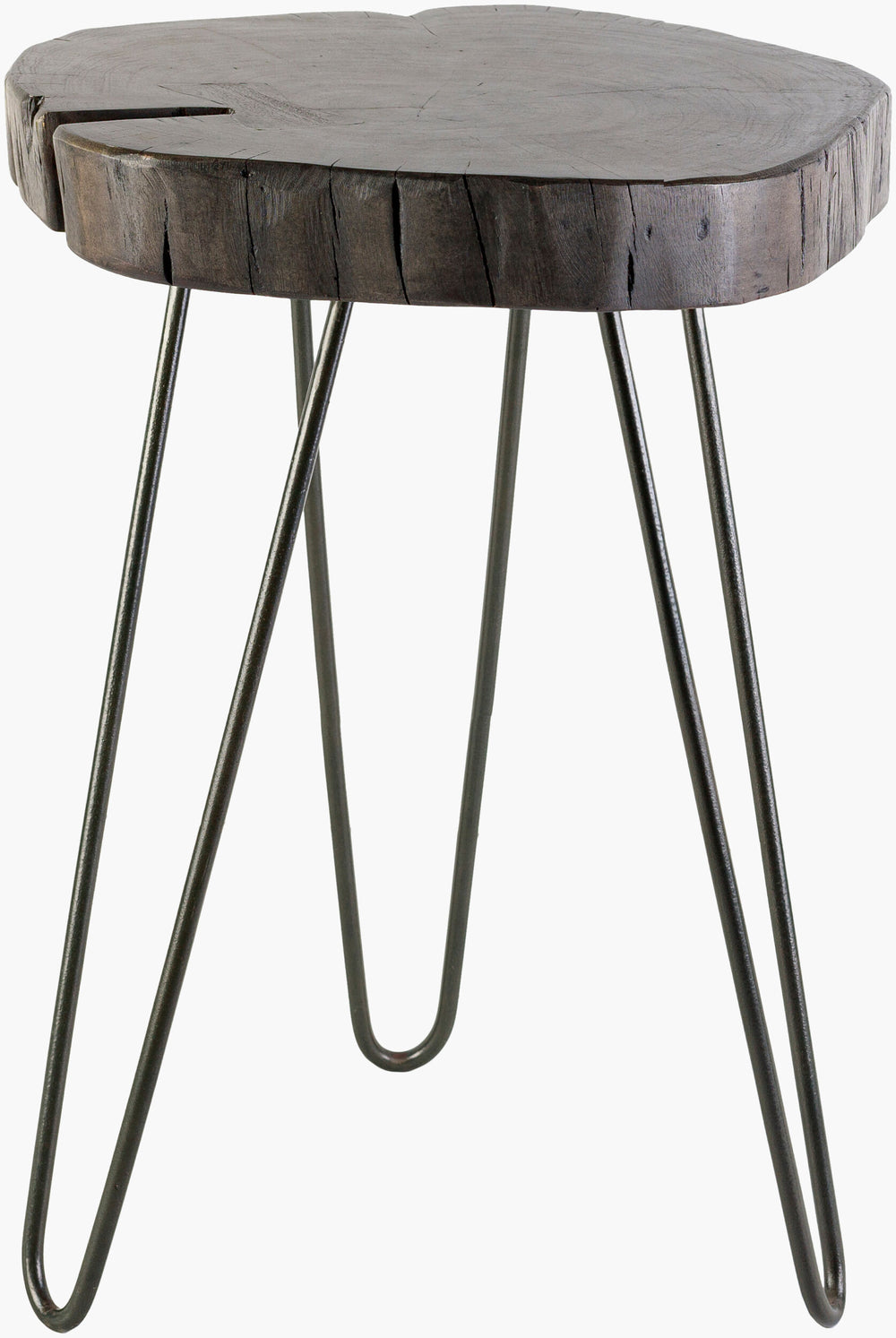 Surya Larissa End Table - Rustic Acacia Wood Top With Sturdy Metal Base - Stylish Living Room Accent Piece Top, Gray,Base, Black Acacia,Iron Lri-001