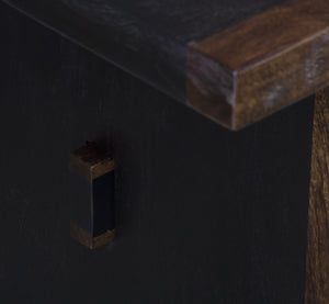 Porter Designs Porter Udo Solid Mango Wood Dining Table With Two-tone Finish, Stylish Trestles For Modern Elegance Black Wood 07-108-01-8791