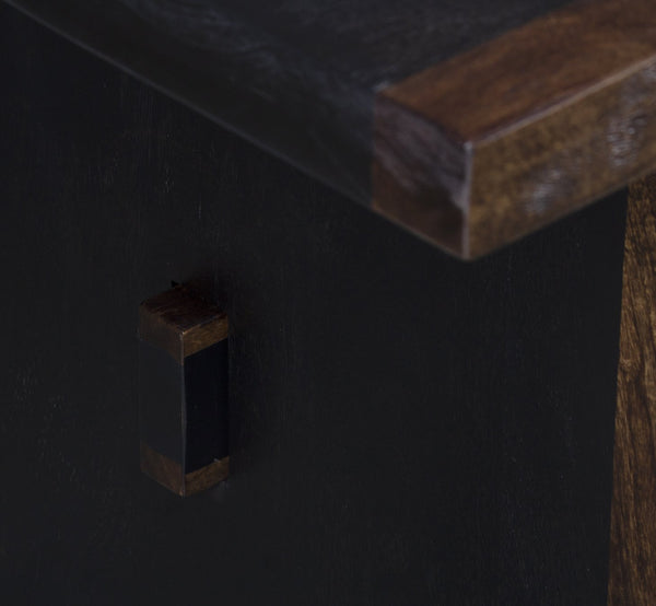 Porter Designs Porter Udo Solid Mango Wood Dining Table With Two-tone Finish, Stylish Trestles For Modern Elegance Black Wood 07-108-01-8791