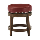 Homelegance By Top-Line Emerson Brown Finish Faux Leather 18" Swivel Dining Height Stool (Set of 2) Red Rubberwood