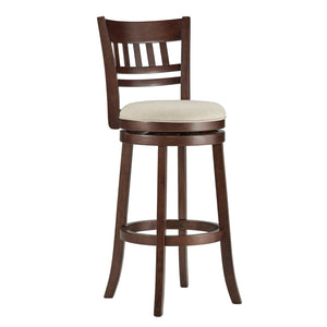 Homelegance By Top-Line Alessandro Linen Lattice Back Swivel Bar Stool Beige Rubberwood