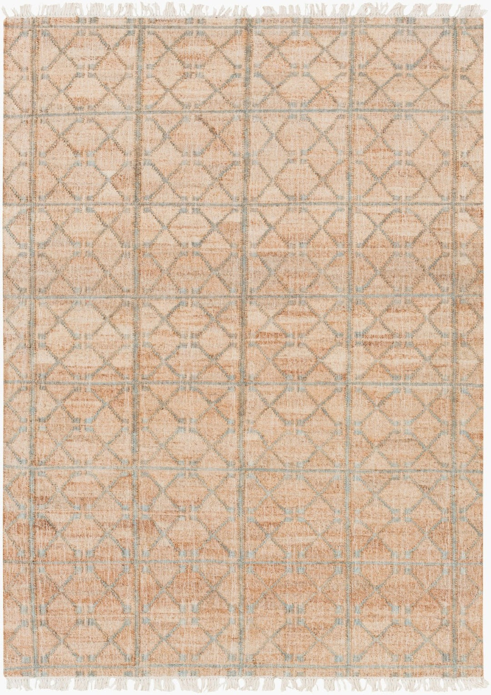 Livabliss Laural Hand Woven Jute Flatweave Rug Farmhouse Artisan Fringe for Entryway Kitchen Tan, Dusty Sage 9' x 13' LRL6014-913