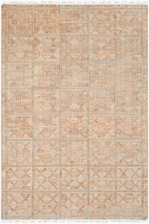 Livabliss Laural Hand Woven Jute Flatweave Rug Farmhouse Artisan Fringe for Entryway Kitchen Tan, Dusty Sage 6' x 9' LRL6014-69