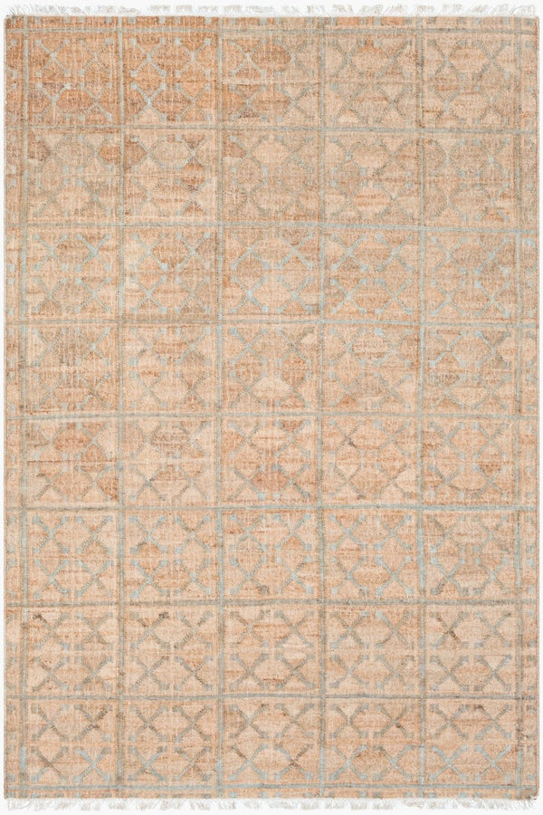 Livabliss Laural Hand Woven Jute Flatweave Rug Farmhouse Artisan Fringe for Entryway Kitchen Tan, Dusty Sage 6' x 9' LRL6014-69