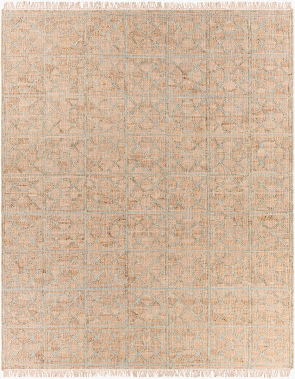Livabliss Laural Hand Woven Jute Flatweave Rug Farmhouse Artisan Fringe for Entryway Kitchen Tan, Dusty Sage 8' x 10' LRL6014-810