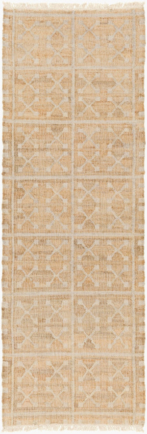 Livabliss Laural Handwoven Jute Flatweave Accent Rug Artisan Fringe Farmhouse Entryway Decor Tan, Light Gray 2'6" x 8' LRL6016-268