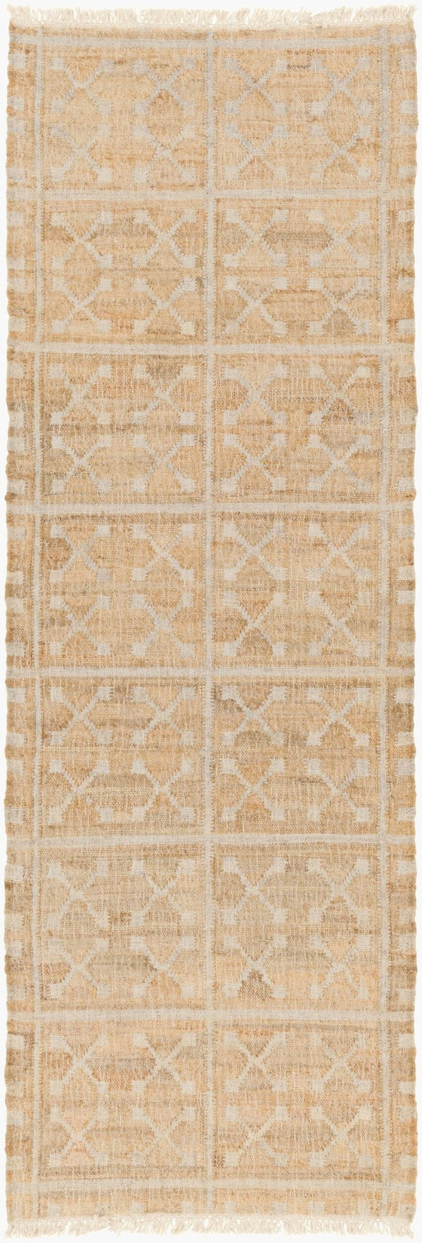 Livabliss Laural Handwoven Jute Flatweave Accent Rug Artisan Fringe Farmhouse Entryway Decor Tan, Light Gray 2'6" x 8' LRL6016-268