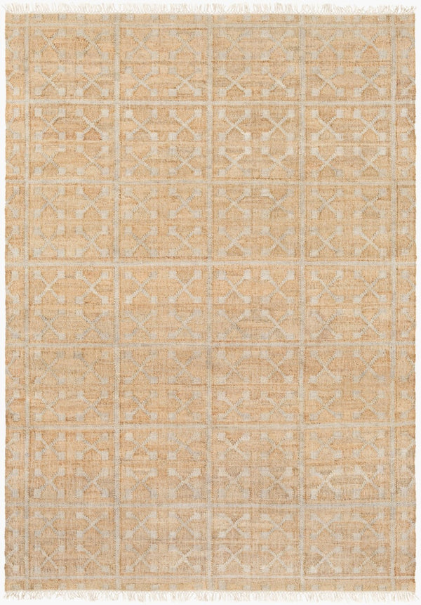 Livabliss Laural Handwoven Jute Flatweave Accent Rug Artisan Fringe Farmhouse Entryway Decor Tan, Light Gray 9' x 13' LRL6016-913