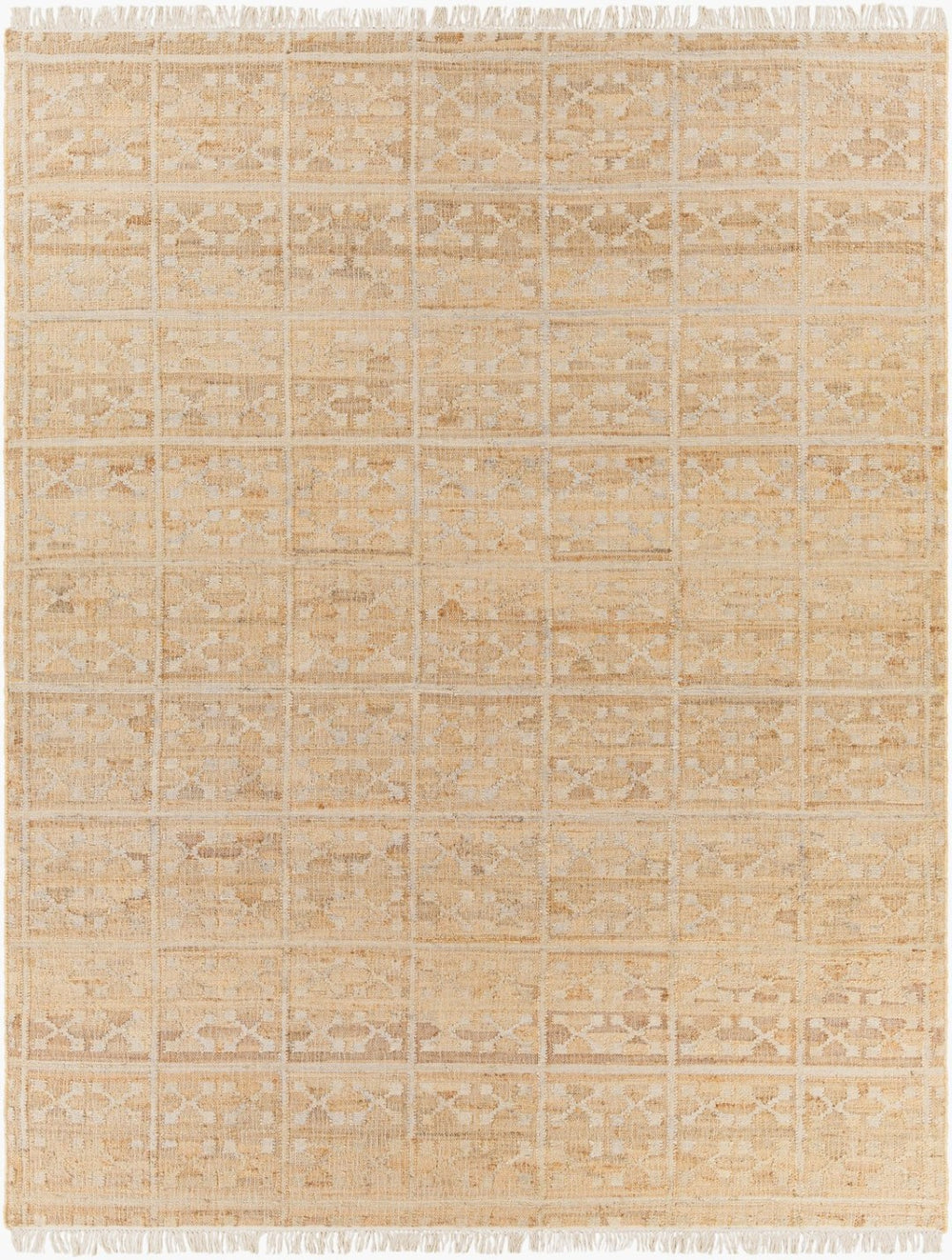 Livabliss Laural Handwoven Jute Flatweave Accent Rug Artisan Fringe Farmhouse Entryway Decor Tan, Light Gray 8' x 10' LRL6016-810