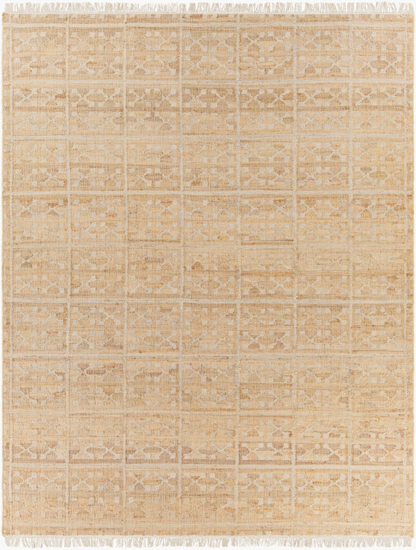 Livabliss Laural Handwoven Jute Flatweave Accent Rug Artisan Fringe Farmhouse Entryway Decor Tan, Light Gray 8' x 10' LRL6016-810