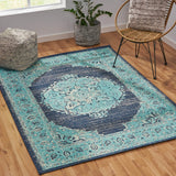 Christopher Knight Home® - Noble House - Derudder 5'3" X 7' Indoor/Outdoor Area Rug, Blue and Ivory