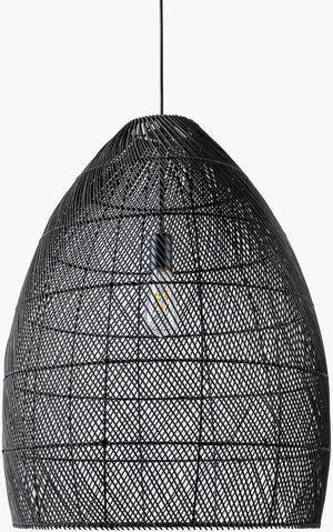 Surya Larimar Pendant Light - 20"L X 20"W X 98"H Industrial Rustic Rattan Design For Warm Ambiance Fixture, Black,Shade, Black,Cord, Black Rattan Lrm-001